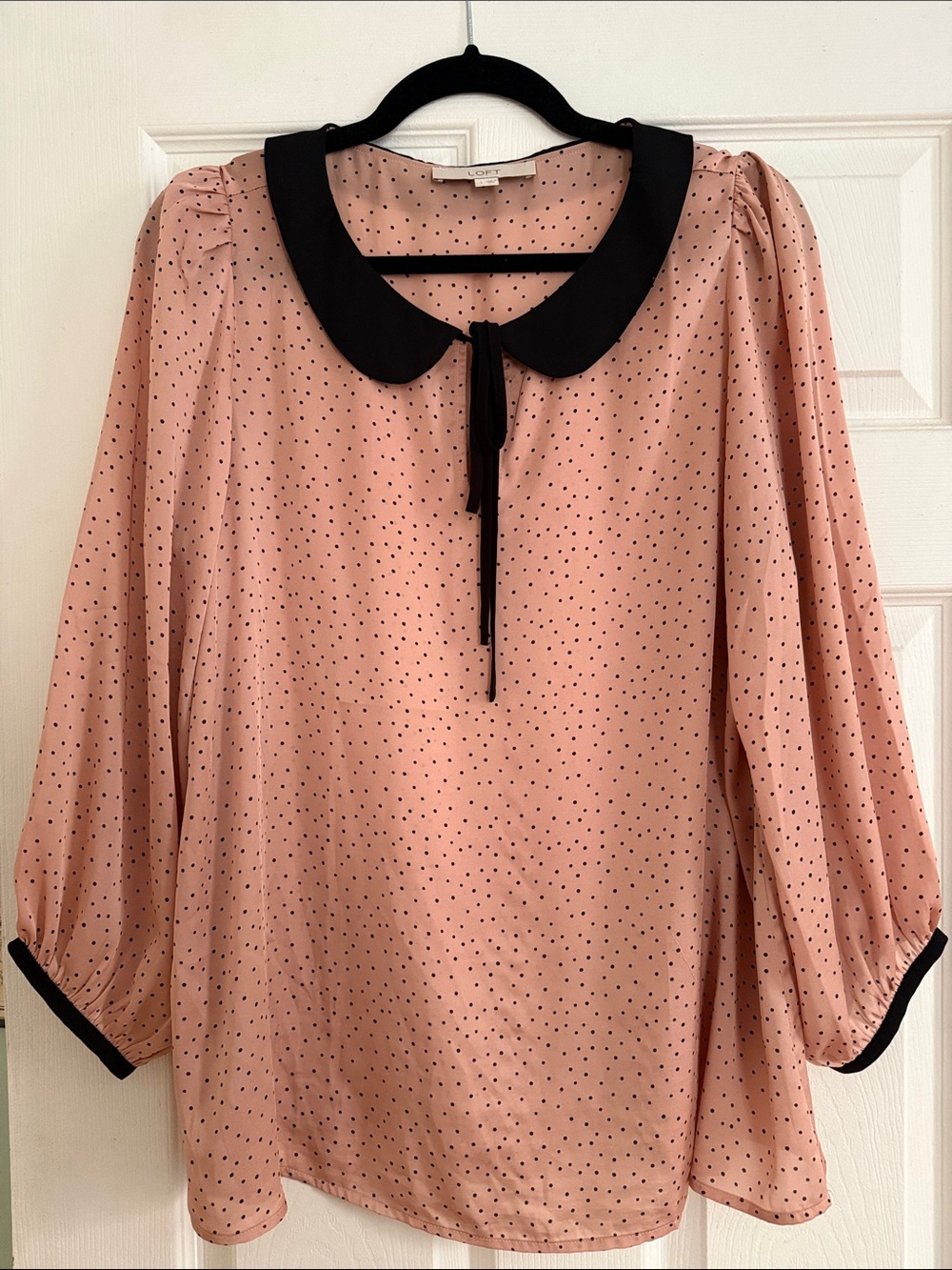 LOFT Polka Dot Peter Pan Collar Blouse - Blush Pink